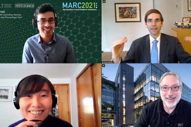 Screenshot of an online discussion with four faces in a two-by-two grid