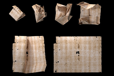 historic letter shown in various stages of unfolding