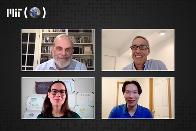 A screenshot with four windows showing the MIT Better World event speakers 