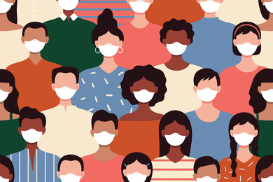 people of different races in masks