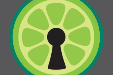 A cartoon-like illustration of a lime slice with a keyhole in the middle