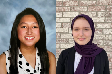 Portrait photos of Jacqueline Prawira and Safiya Sankari