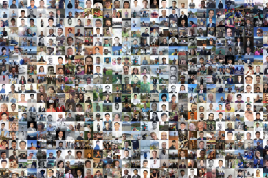 Mosaic made from thousands of photos, mostly faces, submitted by MicroMasters learners