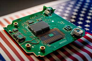 research papers on computer technology Photo of a computer chip sitting atop an image of an American flag