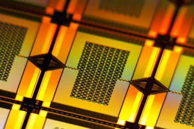 research papers on computer technology A yellow-lit closeup zooms in on one tiny, rectangular amplifier on the wafer. It has a chain-like rectangular grid in center that connects to the left and right edges of the wafer.