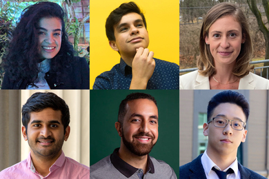 Grid of 6 portrait photos of MIT student award-winners