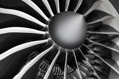 Blades of an airplane engine