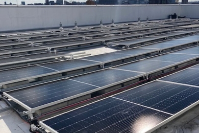 Solar panels on a rooftop
