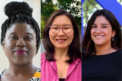 Headshots of Sandy Alexandre, Manduhai Buyandelger, and Eden Medina