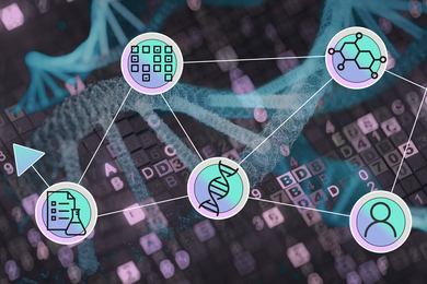 Graphic of DNA and data alignment
