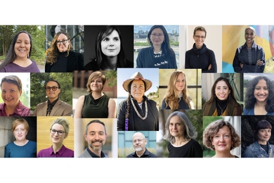 Collage of 20 tiny portrait photos