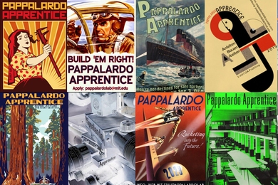 A grid of 8 posters advertising the Pappalardo Apprentice Program at MIT