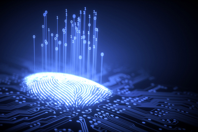 A shining fingerprint on a chip.